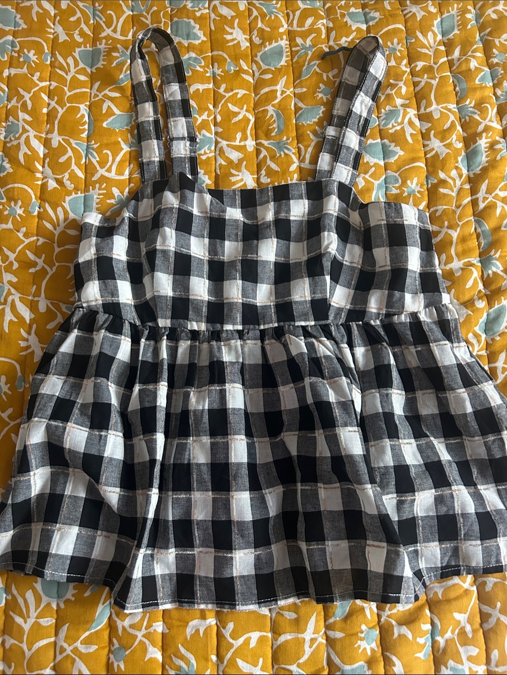 ENTRO Black & White Plaid Tank Top